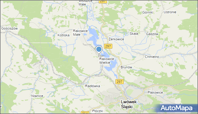 mapa Rakowice Wielkie, Rakowice Wielkie na mapie Targeo